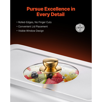 VEVOR 4 Qt 2 Pack Ορθογώνιο σετ μπουφέ πιάτων πλατό από ανοξείδωτο χάλυβα