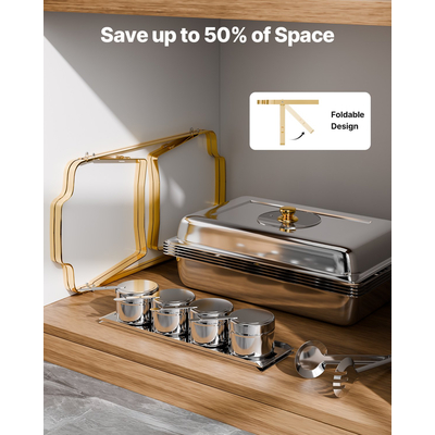 VEVOR 4 Qt 2 Pack Ορθογώνιο σετ μπουφέ πιάτων πλατό από ανοξείδωτο χάλυβα