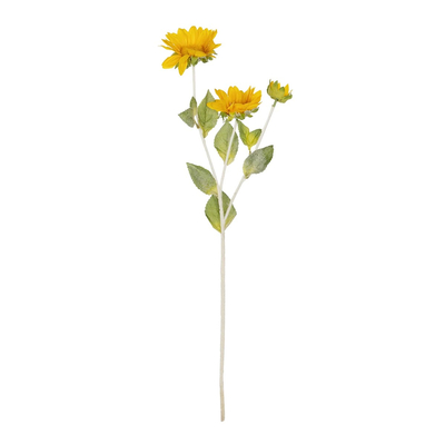 GloboStar® Artificial Garden YELLOW SUNFLOWER BRANCH 21384 Τεχνητό Διακοσμητικό Κλαδί Ηλιοτρόπιο Κίτρινο Y64cm