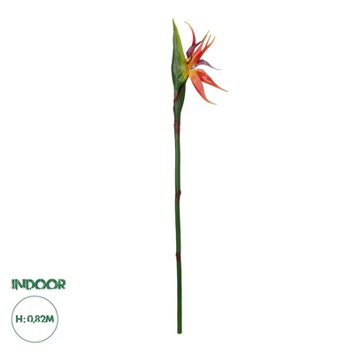GloboStar® Artificial Garden ORANGE STELIZIA BRANCH 21399 Τεχνητό Διακοσμητικό Κλαδί  Πορτοκαλί Στρελίτζια Y82cm