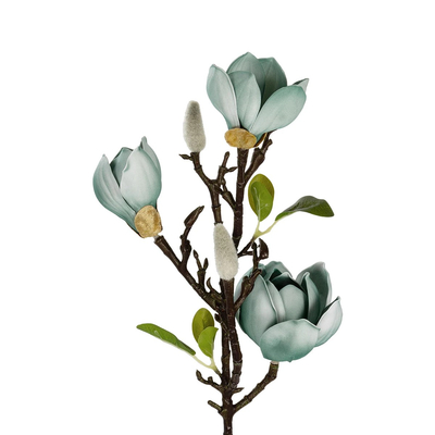 GloboStar® Artificial Garden BLUE MAGNOLIA BRANCH 21418 Τεχνητό Διακοσμητικό Κλαδί Μπλε Μαγνόλια Y72cm