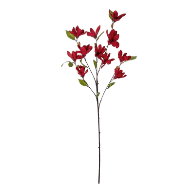 GloboStar® Artificial Garden RED MAGNOLIA BRANCH 21422 Τεχνητό Διακοσμητικό Κλαδί Κόκκινη Μαγνόλια Y86cm
