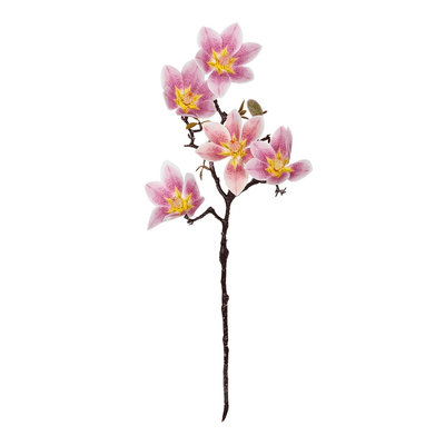 GloboStar® Artificial Garden PING MAGNOLIA BRANCH 21424 Τεχνητό Διακοσμητικό Κλαδί Ροζ Μαγνόλια Y57cm