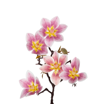 GloboStar® Artificial Garden PING MAGNOLIA BRANCH 21424 Τεχνητό Διακοσμητικό Κλαδί Ροζ Μαγνόλια Y57cm