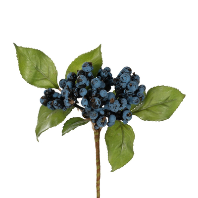GloboStar® Artificial Garden BLUBERRIES FRUIT BRANCH 21434 Τεχνητό Διακοσμητικό Κλαδί Μπλε Μύρτιλο  Y30cm
