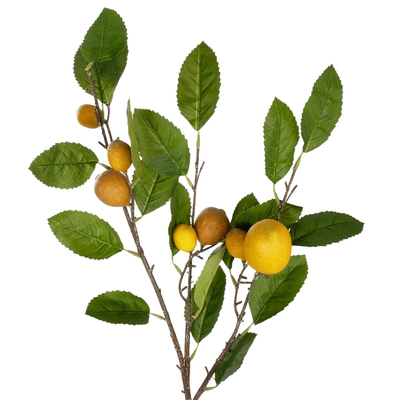 GloboStar® Artificial Garden YELLOW LEMON FRUIT BRANCH 21437 Τεχνητό Διακοσμητικό Κίτρινο Κλαδί Πορτακαλιά Y80cm