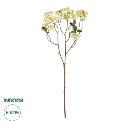 GloboStar® Artificial Garden WHITE BERRIES FRUIT BRANCH 21446 Τεχνητό Διακοσμητικό Κλαδί Λευκό Γκί Y96cm