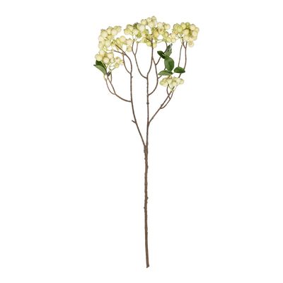 GloboStar® Artificial Garden WHITE BERRIES FRUIT BRANCH 21446 Τεχνητό Διακοσμητικό Κλαδί Λευκό Γκί Y96cm