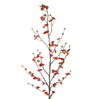 GloboStar® Artificial Garden RED CHERRY BLOSSOM BRANCH 21455 Τεχνητό Διακοσμητικό Κλαδί Κόκκινης Κερασίας Y101cm