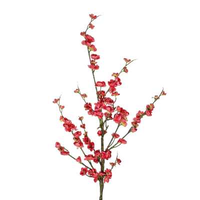 GloboStar® Artificial Garden CHINESE RED PLUM BLOSSOM BRANCH 21459 Τεχνητό Διακοσμητικό Κλαδί Κόκκινης Κερασίας Y113cm