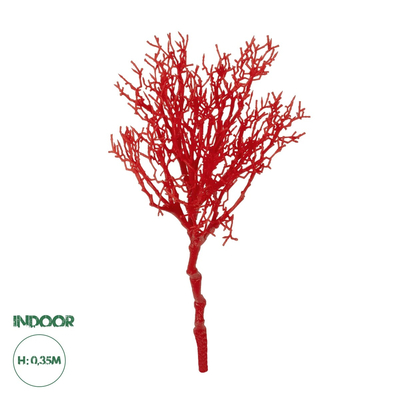GloboStar® Artificial Garden RED COLAR BRANCH 21468 Τεχνητό Διακοσμητικό Κλαδί Κόκκινο Koράλι Y35cm