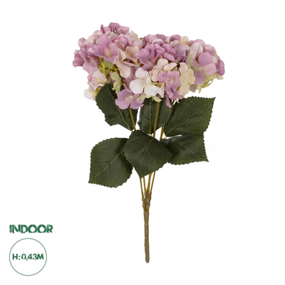 GloboStar® Artificial Garden PURPLE ORSENSIA GRASS BRANCH 21487 Τεχνητό Διακοσμητικό Κλαδί Μωβ Ορτανσίας Y43cm