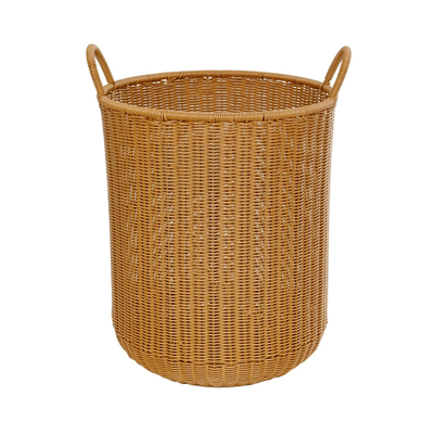 GloboStar® Artificial Garden TORINO 21492 Διακοσμητικό Πλεκτό Καλάθι - Κασπώ Γλάστρα - Flower Pot Μπεζ Φ37cm x Υ52cm