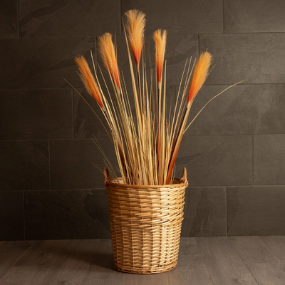 GloboStar® Artificial Garden ARIZONA 21503 Διακοσμητικό Πλεκτό Καλάθι - Κασπώ Γλάστρα - Flower Pot Μπεζ Φ42 x Υ42cm