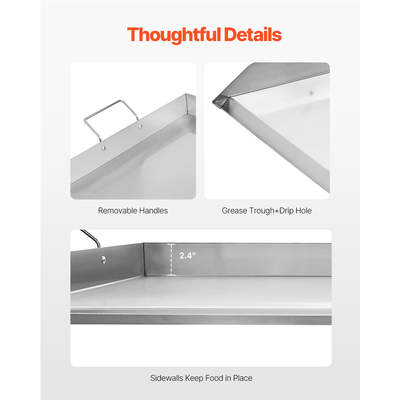 VEVOR 36x22 σε επίπεδη επάνω σχάρα από ανοξείδωτο χάλυβα γενικής χρήσης ψησταριά μπάρμπεκιου Μαγειρικά σκεύη