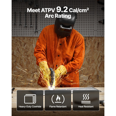 VEVOR Ανθεκτικό στη φλόγα δερμάτινο τζάκετ συγκόλλησης Heavy Duty Δερμάτινο μπουφάν συγκόλλησης Μέγεθος XXL