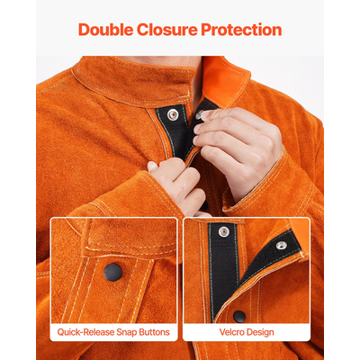 VEVOR Ανθεκτικό στη φλόγα δερμάτινο τζάκετ συγκόλλησης Heavy Duty Δερμάτινο μπουφάν συγκόλλησης Μέγεθος XXL