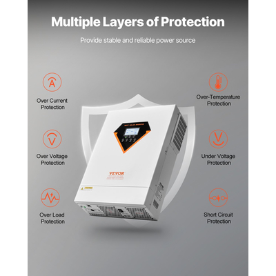 VEVOR Hybrid Solar Inverter Charger 6000W 220/230V Ενσωματωμένος ελεγκτής MPPT 120A