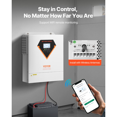 VEVOR Hybrid Solar Inverter Charger 3500W 220/230V Ενσωματωμένος ελεγκτής MPPT 100A