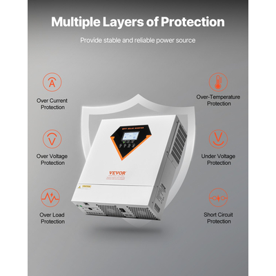 VEVOR Hybrid Solar Inverter Charger 3500W 220/230V Ενσωματωμένος ελεγκτής MPPT 100A