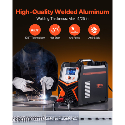VEVOR TIG Welder 6-in-1 AC/DC Welding Machine Pulse Spot MMA Stick IGBT LED