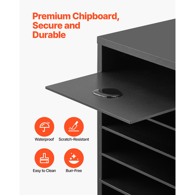 VEVOR Wooden Literature Organizer 27 θέσεων με αφαιρούμενα ράφια Μαύρο