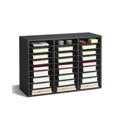 VEVOR Wooden Literature Organizer 27 θέσεων με αφαιρούμενα ράφια Μαύρο
