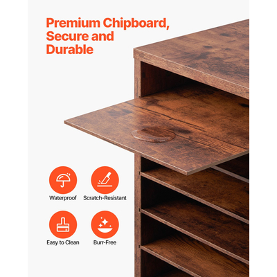 VEVOR Wooden Literature Organizer 24 Διαμερισμάτων Αφαιρούμενα Ράφια Σκούρο Καφέ