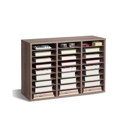 VEVOR Wooden Literature Organizer 27 Διαμερισμάτων Αφαιρούμενα Ράφια Μαύρο-Γκρι