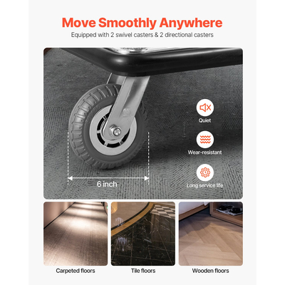 VEVOR Hotel Barggage Cart 750 LBS Truck Platform με αφαιρούμενο μπροστινό πλαίσιο