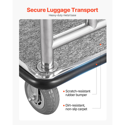 VEVOR Hotel Barggage Cart 750 LBS Truck Platform με αφαιρούμενο μπροστινό πλαίσιο