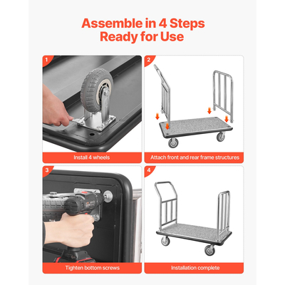 VEVOR Hotel Barggage Cart 750 LBS Truck Platform με αφαιρούμενο μπροστινό πλαίσιο