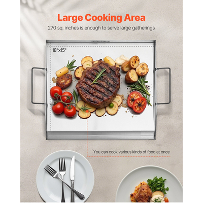 VEVOR 18x16 σε επίπεδη επάνω σχάρα από ανοξείδωτο ατσάλι γενικής χρήσης ψησταριά μπάρμπεκιου Μαγειρικά σκεύη