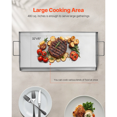 VEVOR 32x16 σε επίπεδη επάνω σχάρα από ανοξείδωτο χάλυβα γενικής χρήσης ψησταριά μπάρμπεκιου Μαγειρικά σκεύη