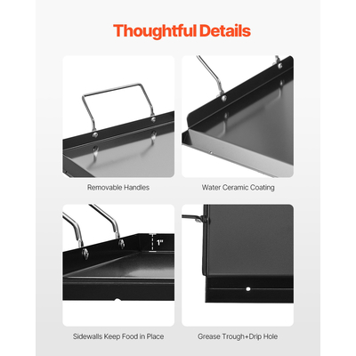VEVOR 32x14 σε επίπεδη επάνω σχάρα από ανθρακούχο χάλυβα Universal μπάρμπεκιου τηγάνι μαγειρικής