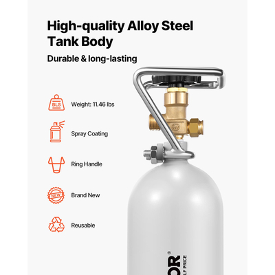 Δεξαμενή VEVOR CO2 Κύλινδρος από κράμα αλουμινίου 4,41 lbs με βαλβίδα DIN477 TUV Εγκεκριμένο