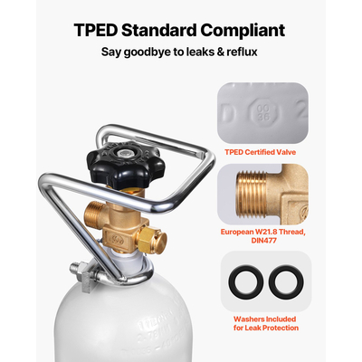 Δεξαμενή VEVOR CO2 Κύλινδρος από κράμα αλουμινίου 4,41 lbs με βαλβίδα DIN477 TUV Εγκεκριμένο