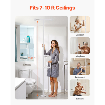 VEVOR Πόλος μεταφοράς από το δάπεδο μέχρι την οροφή χωρητικότητας 300 Lbs για οροφές 7-10 Ft Λευκό