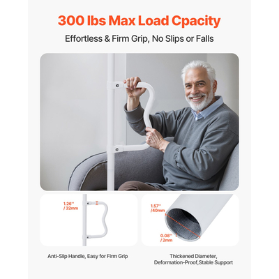 VEVOR Πόλος μεταφοράς από το δάπεδο μέχρι την οροφή χωρητικότητας 300 Lbs για οροφές 7-10 Ft Λευκό