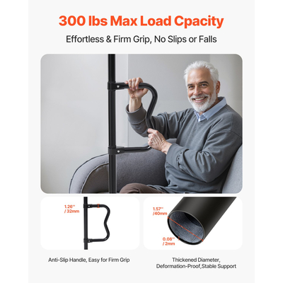 VEVOR Πόλος μεταφοράς από δάπεδο μέχρι οροφή 300 λίβρες χωρητικότητας για οροφές 7-10 ποδιών Μαύρο