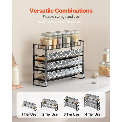 VEVOR Spice Rack Organizer για ντουλάπι σετ αποθήκευσης καρυκευμάτων Επιτοίχια συσκευασία 4