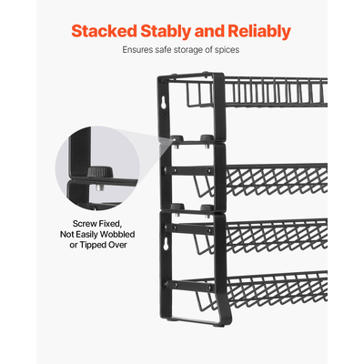 VEVOR Spice Rack Organizer για ντουλάπι σετ αποθήκευσης καρυκευμάτων Επιτοίχια συσκευασία 4