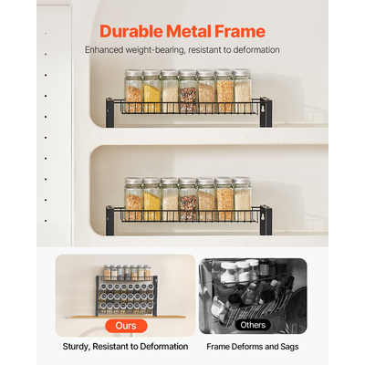 VEVOR Spice Rack Organizer για ντουλάπι σετ αποθήκευσης καρυκευμάτων Επιτοίχια συσκευασία 4