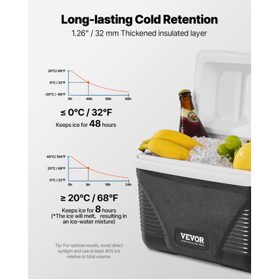 VEVOR Portable Cooler 8.5 QT Insulated Cooler 12 Can Capacity with Handles