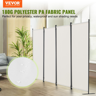 VEVOR Room Divider 4-Panel Πτυσσόμενη οθόνη Privacy Fabric partition Office Λευκό