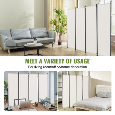 VEVOR Room Divider 4-Panel Πτυσσόμενη οθόνη Privacy Fabric partition Office Λευκό