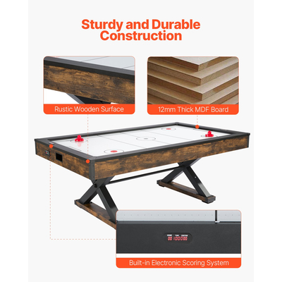 VEVOR 214 cm Air Hockey Table Air Powered Arcade Table Arcade Electronic Scorer Pushers