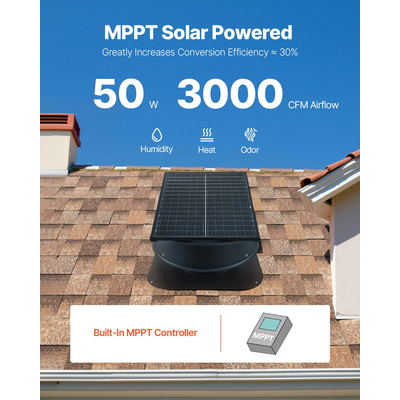 VEVOR Solar Roof Attic Exhaust Fan 50W με Smart Thermostat Remote Control