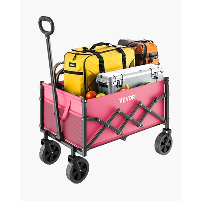 VEVOR Πτυσσόμενα καρότσια βαγονιών 120L & 225LBS Βαρέως τύπου πτυσσόμενο καρότσι κήπου Ροζ