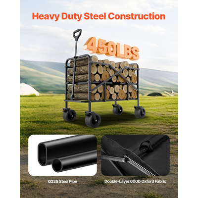 VEVOR Διώροφο πτυσσόμενο καρότσι βαρέως τύπου 300L & 450 lbs